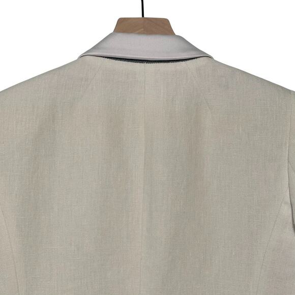 J. Crew Ivory Single Button Linen Blend Blazer with Contrast Satin Collar (6) - Picture 7 of 14